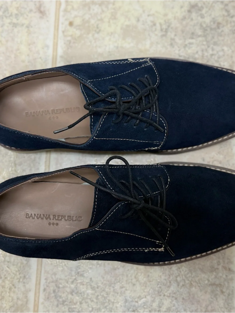 Banana Republic Navy Suede Derby with Tan Sole